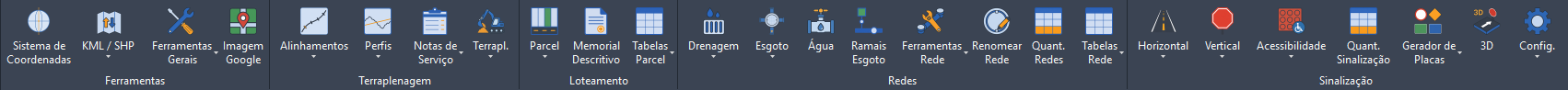 Aba ENGTEC no Ribbon do Civil 3D
